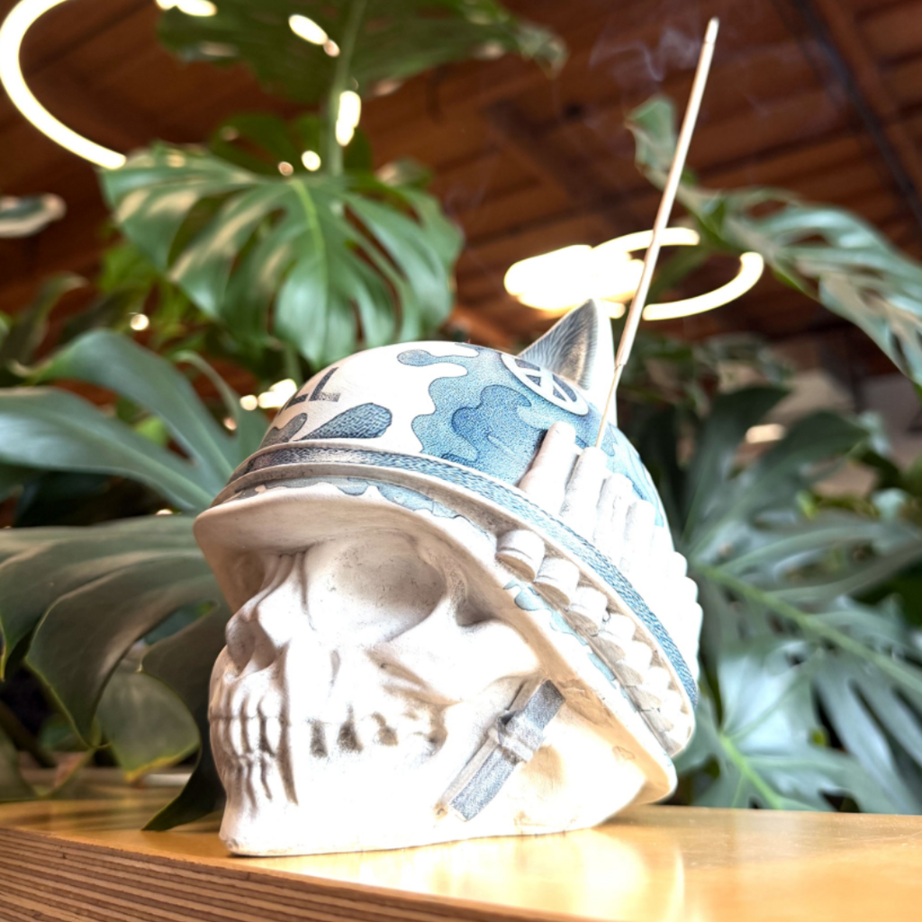 BORN TO CHILL CERAMIC INCENSE HOLDER (INDIGO)